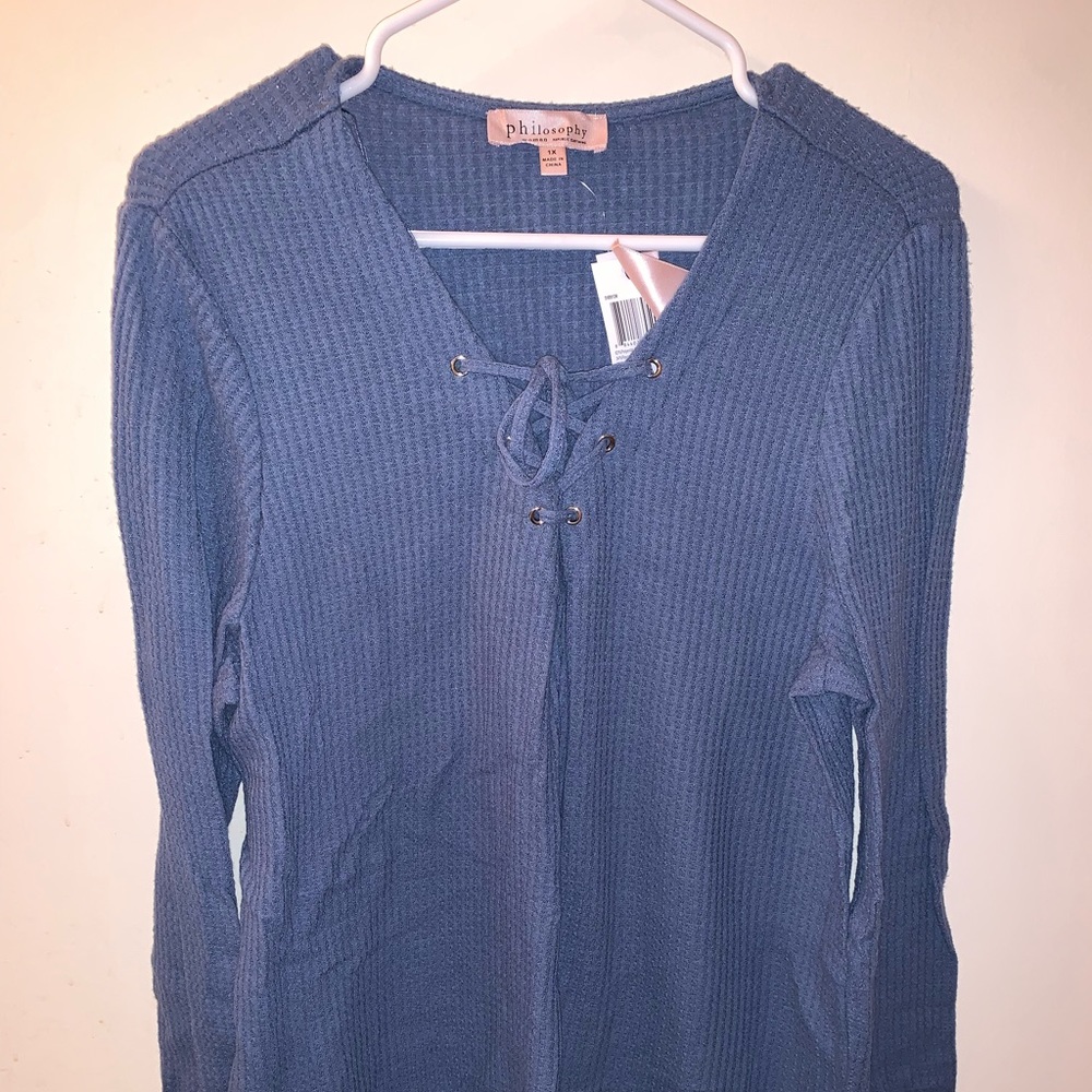 Philosophy Women’s Cornflower Blue Tie Up Sweater